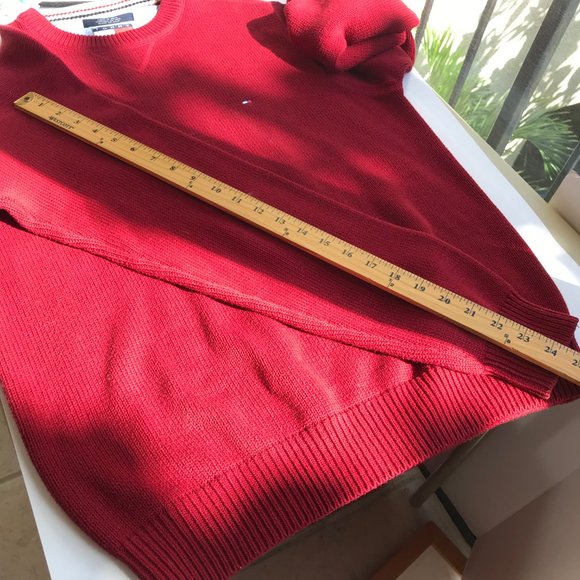Vtg Tommy Hilfiger Brick Red Cardigan Sweater Cotton Mens Size Small S/P Solid - Picture 11 of 12